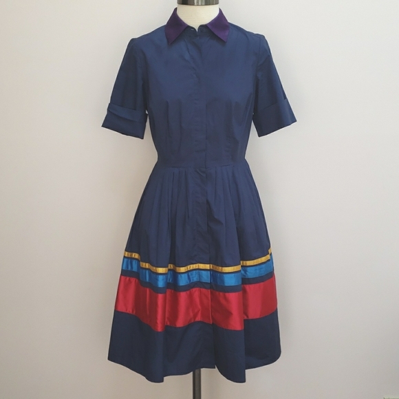 Sophie Theallet Dresses & Skirts - Sophie Theallet for The Limited Blue Short Sleeve Striped Shirt Dress, Size 4